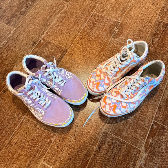 Vans 2 Pairs Bundle Lot Size 11 Platforms Purple Orange Classic - Picture 2 of 12